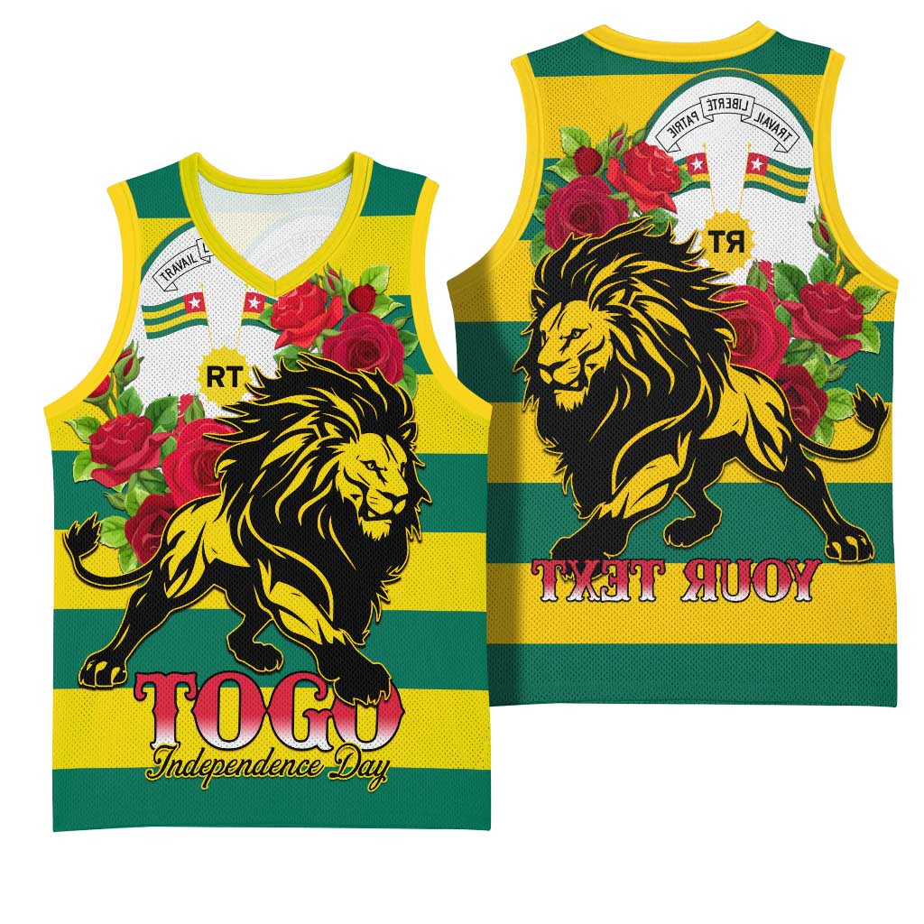 Togo Independence Day Basketball Jersey Lion With Rosa Flag Style - African Pride