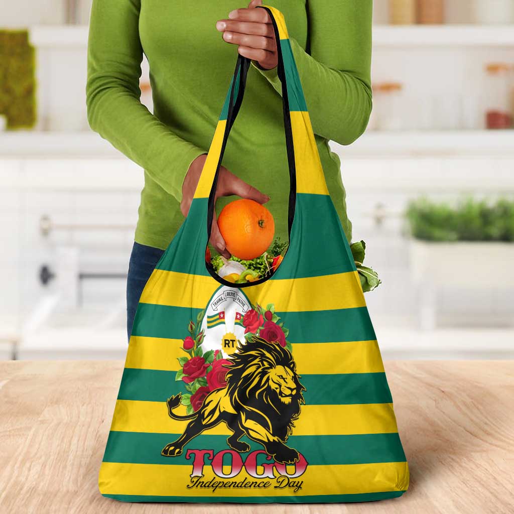 Togo Independence Day Grocery Bag Lion With Rosa Flag Style