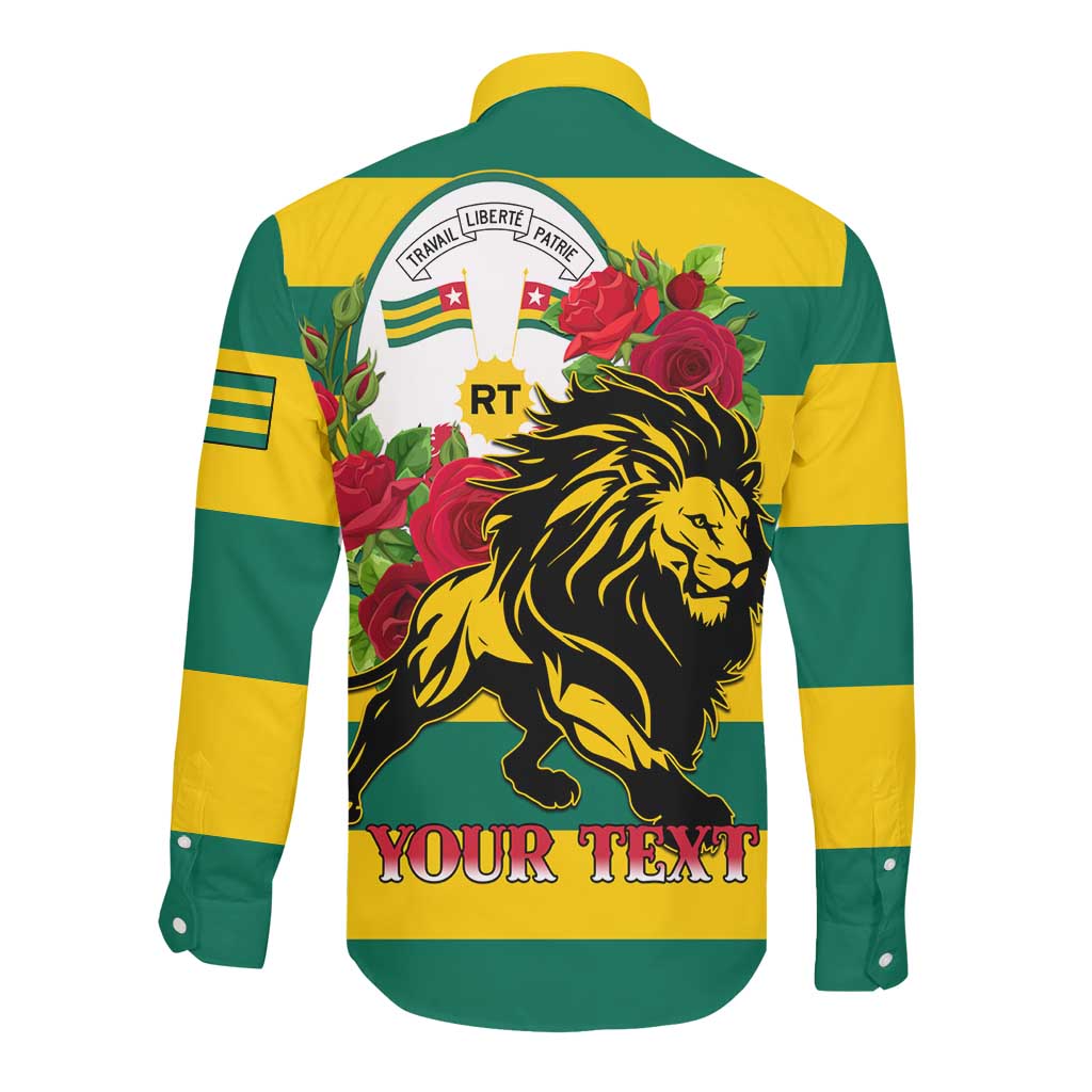 Togo Independence Day Long Sleeve Button Shirt Lion With Rosa Flag Style