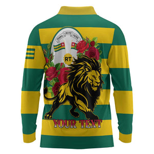 Togo Independence Day Long Sleeve Polo Shirt Lion With Rosa Flag Style