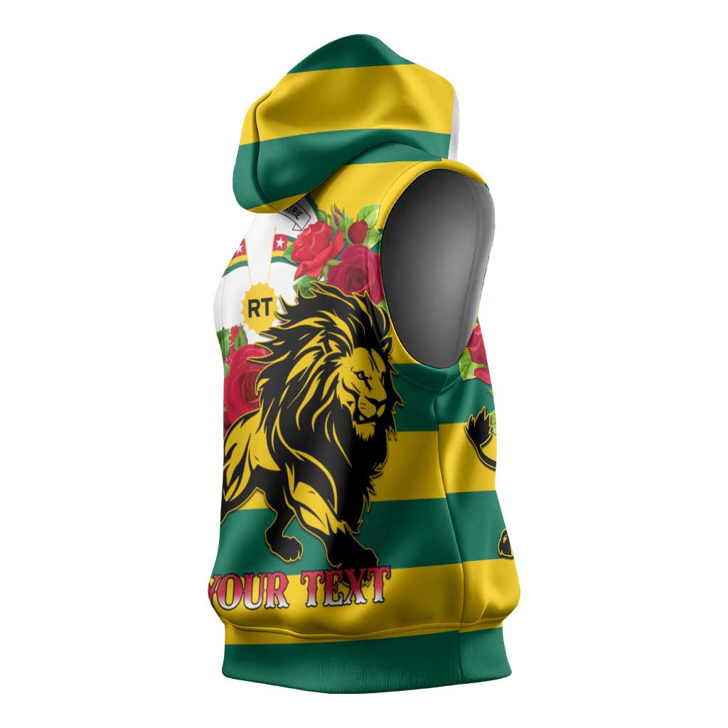 Togo Independence Day Sleeveless Hoodie Lion With Rosa Flag Style - African Pride