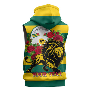 Togo Independence Day Sleeveless Zip Hoodie Lion With Rosa Flag Style - African Pride