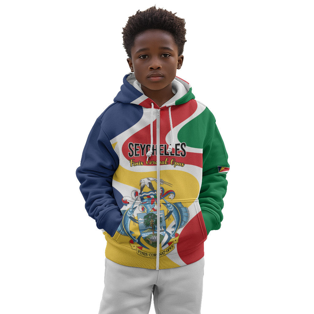 Personalized Seychelles Kid Hoodie Finis Coronat Opus