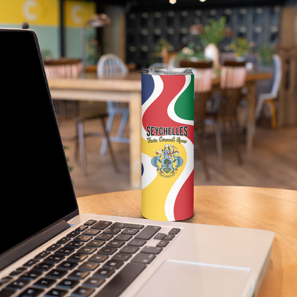 Personalized Seychelles Skinny Tumbler Finis Coronat Opus