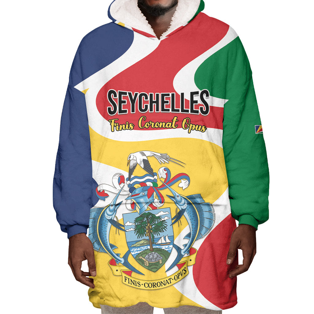Personalized Seychelles Wearable Blanket Hoodie Finis Coronat Opus