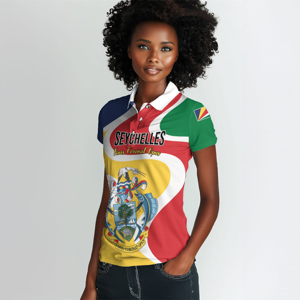 Personalized Seychelles Women Polo Shirt Finis Coronat Opus