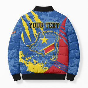 Personalized DR Congo Independence Day Bomber Puffer Jacket Congo-Kinshasa Leopard