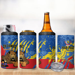 Personalized DR Congo Independence Day 4 in 1 Can Cooler Tumbler Congo-Kinshasa Leopard