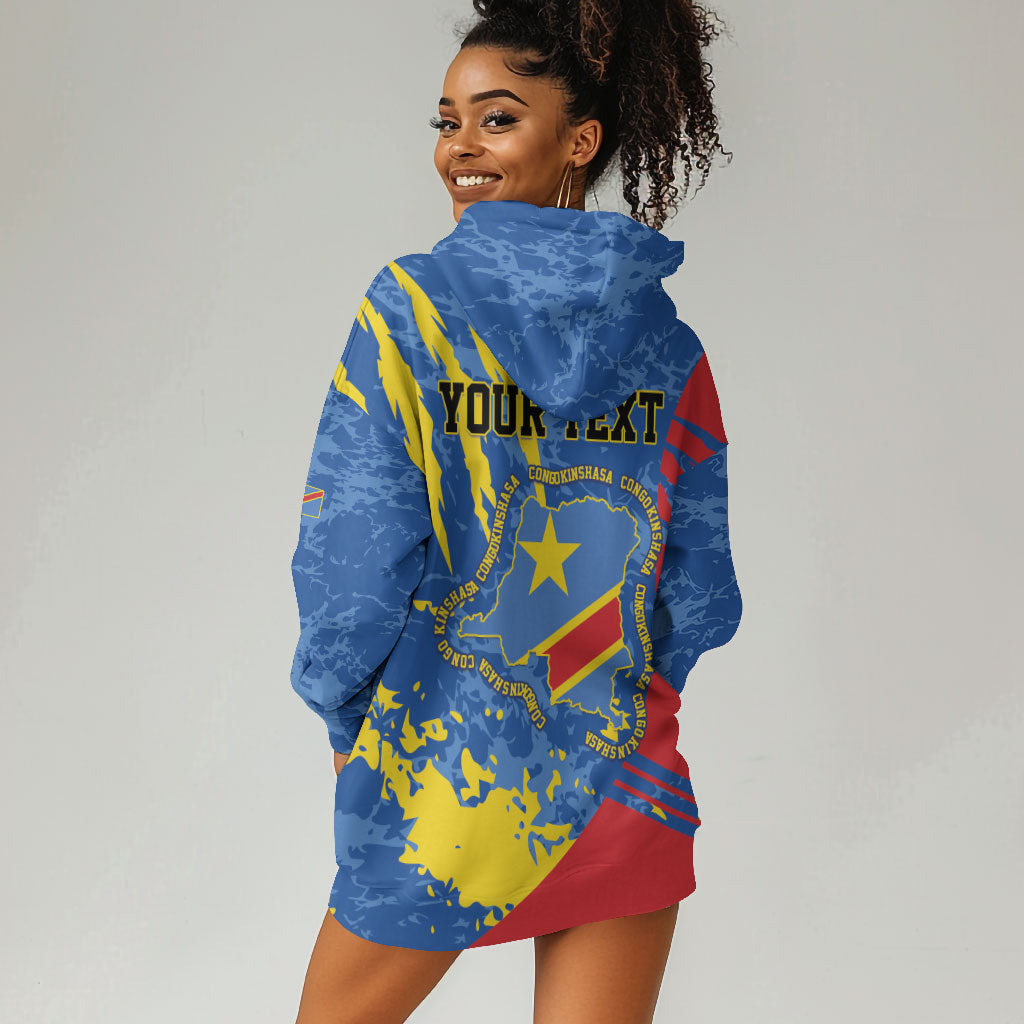 Personalized DR Congo Independence Day Hoodie Dress Congo-Kinshasa Leopard