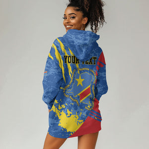 Personalized DR Congo Independence Day Hoodie Dress Congo-Kinshasa Leopard