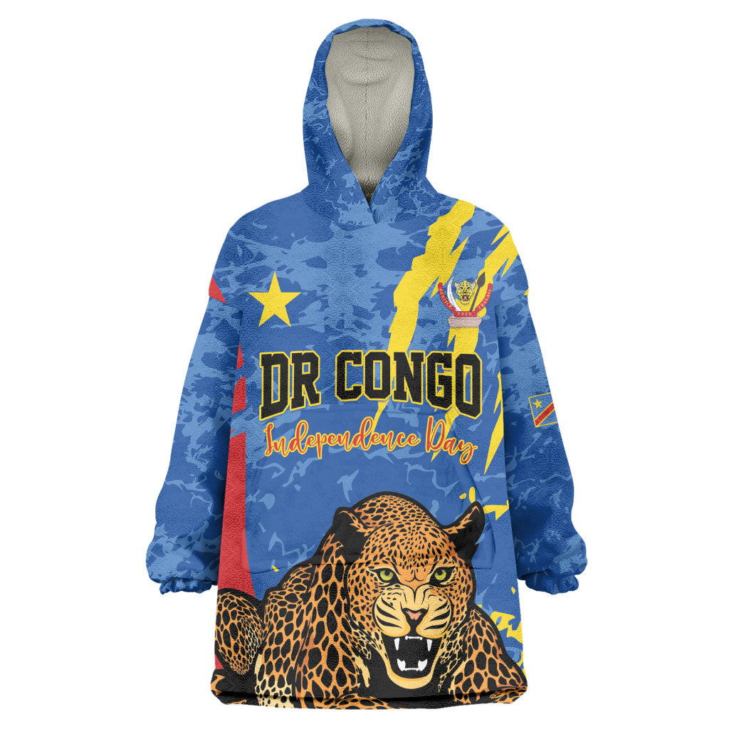 Personalized DR Congo Independence Day Kid Wearable Blanket Hoodie Congo-Kinshasa Leopard