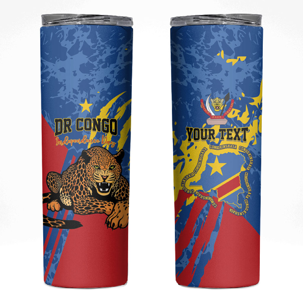Personalized DR Congo Independence Day Skinny Tumbler Congo-Kinshasa Leopard