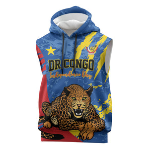 Personalized DR Congo Independence Day Sleeveless Hoodie Congo-Kinshasa Leopard