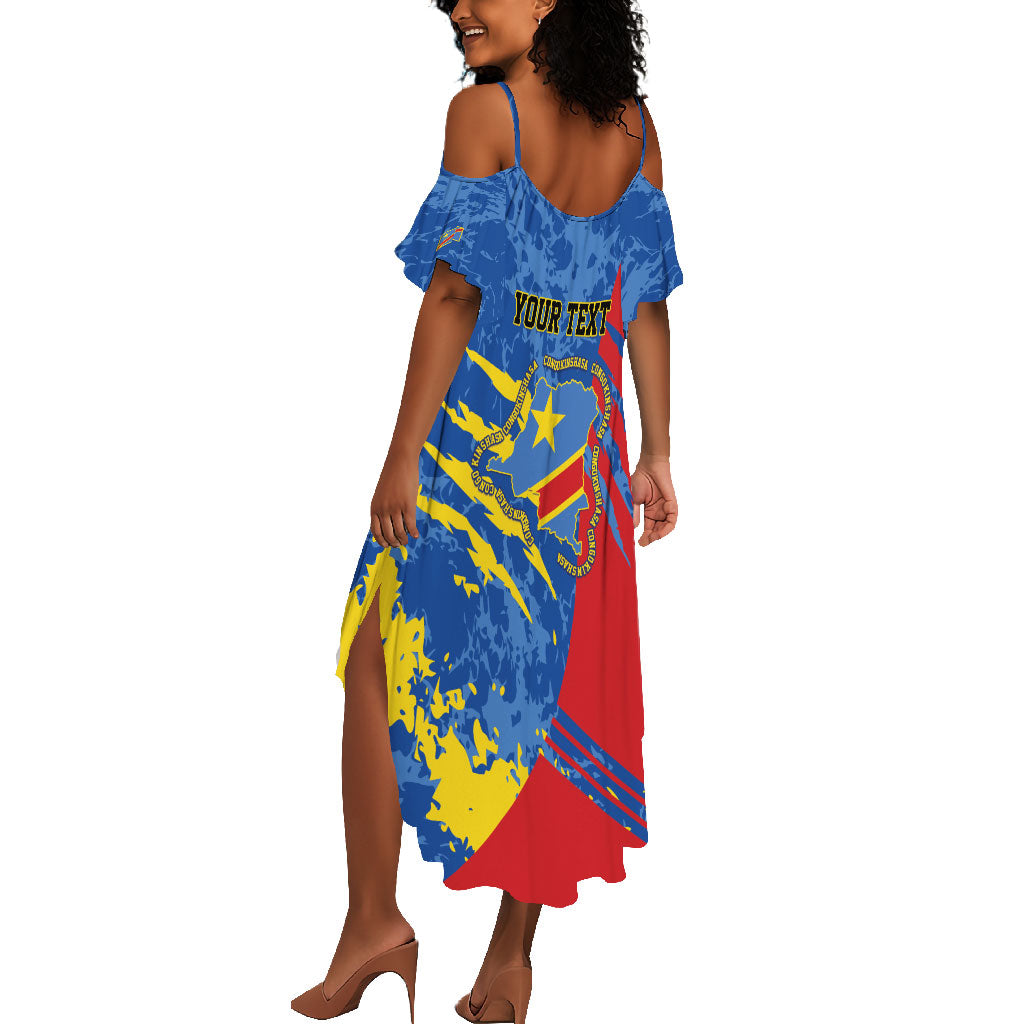 Personalized DR Congo Independence Day Summer Maxi Dress Congo-Kinshasa Leopard