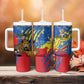 Personalized DR Congo Independence Day Tumbler With Handle Congo-Kinshasa Leopard