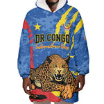 Personalized DR Congo Independence Day Wearable Blanket Hoodie Congo-Kinshasa Leopard