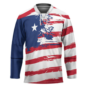 Liberia Flag Hockey Jersey Grunge Stylized