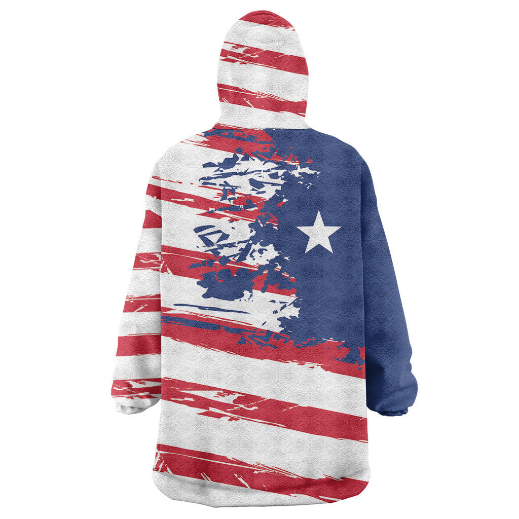 Liberia Flag Wearable Blanket Hoodie Grunge Stylized