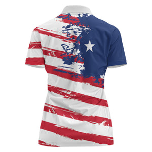 Liberia Flag Women Polo Shirt Grunge Stylized