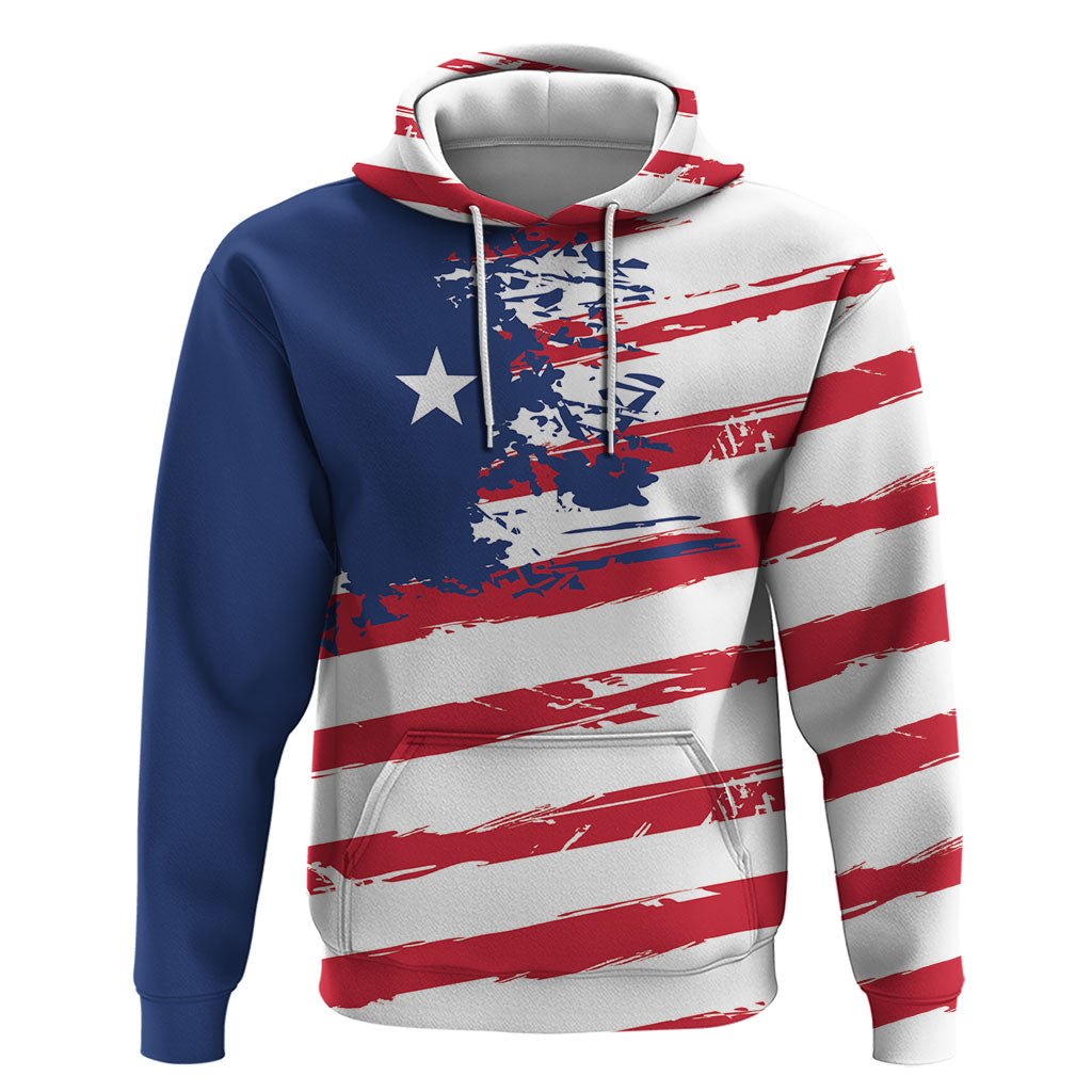 Liberia Flag Zip Hoodie Grunge Stylized