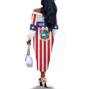 Personalized Liberia 1847 Off The Shoulder Long Sleeve Dress Happy Independence Day