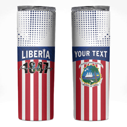 Personalized Liberia 1847 Skinny Tumbler Happy Independence Day