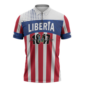 Personalized Liberia 1847 Zipper Polo Shirt Happy Independence Day