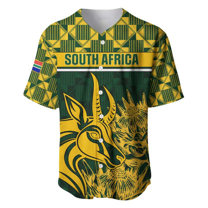 Custom South Africa Rugby Baseball Jersey - Go Springboks with African Pattern