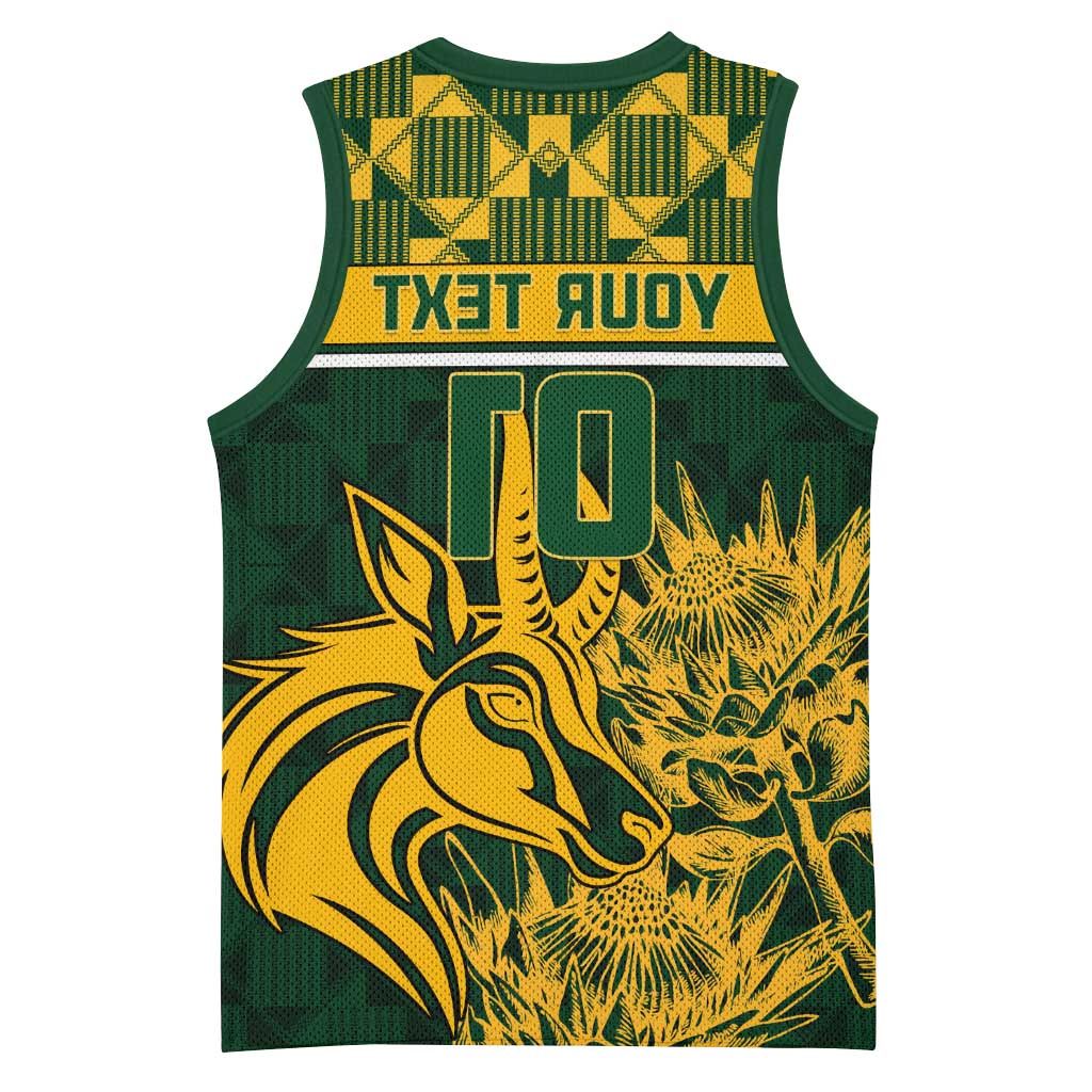 Custom South Africa Rugby Basketball Jersey - Go Springboks with African Pattern - African Pride