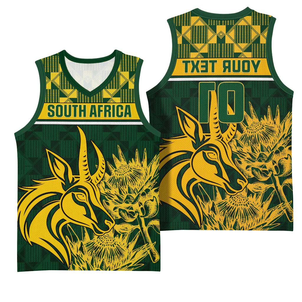 Custom South Africa Rugby Basketball Jersey - Go Springboks with African Pattern - African Pride