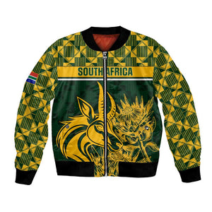 Custom South Africa Rugby Bomber Jacket - Go Springboks with African Pattern