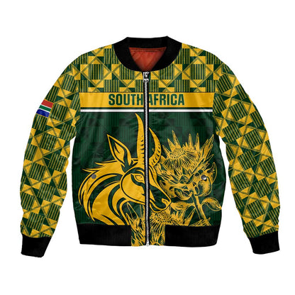 Custom South Africa Rugby Bomber Jacket - Go Springboks with African Pattern