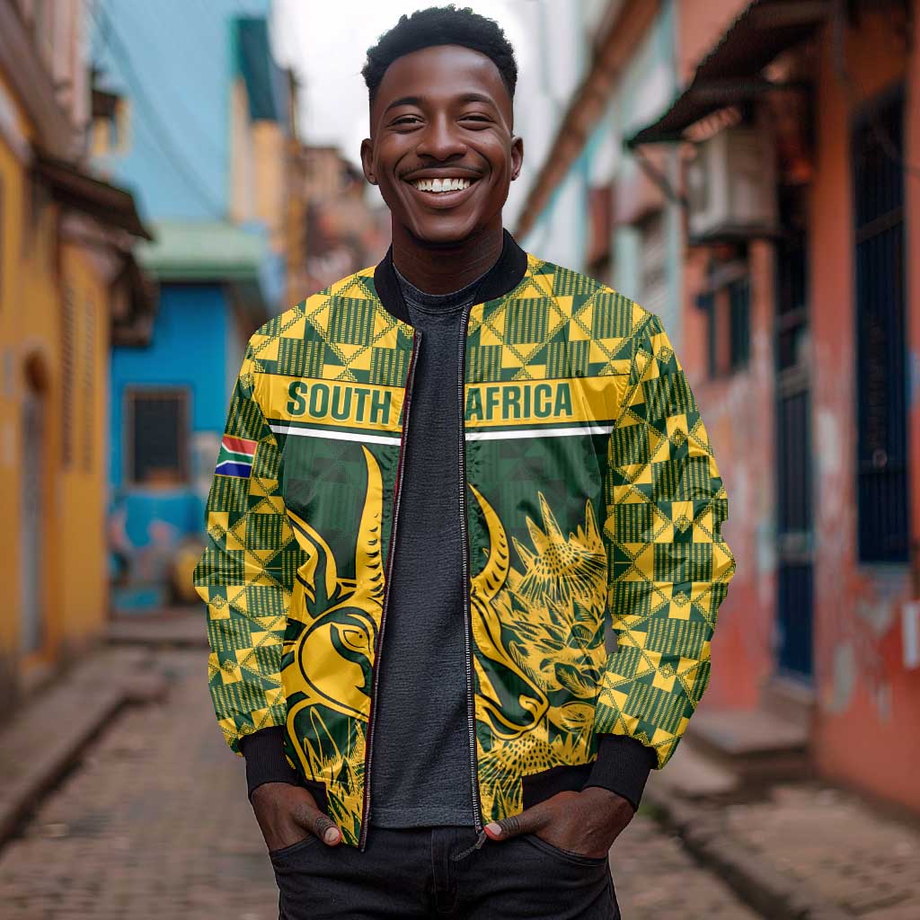 Custom South Africa Rugby Bomber Jacket - Go Springboks with African Pattern