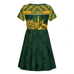 Custom South Africa Rugby Kid Short Sleeve Dress - Go Springboks with African Pattern