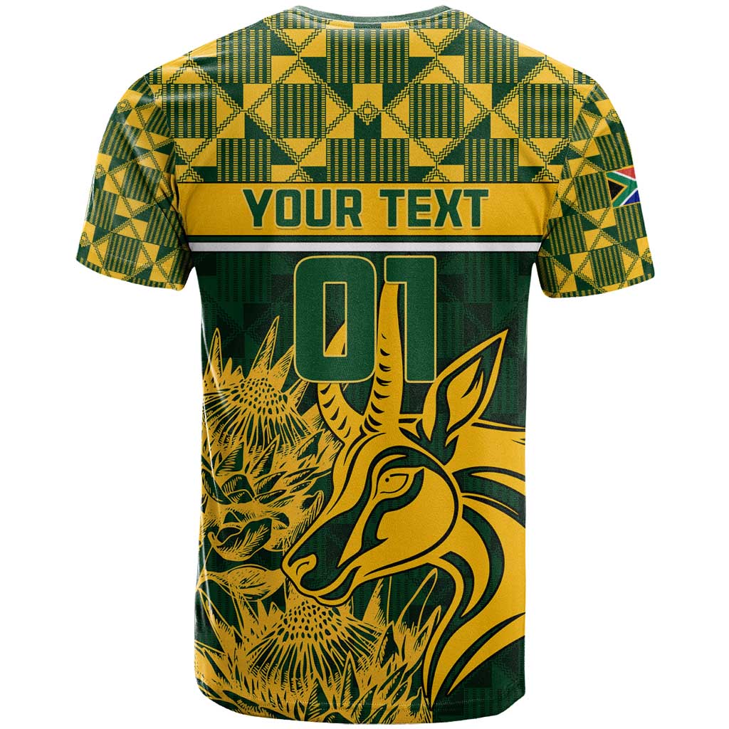 Custom South Africa Rugby T shirt - Go Springboks with African Pattern