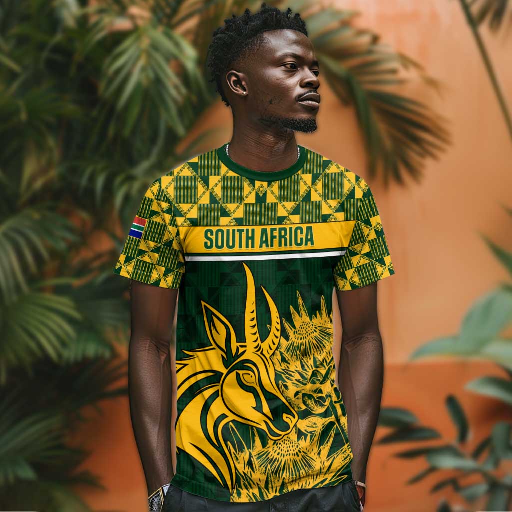 Custom South Africa Rugby T shirt - Go Springboks with African Pattern