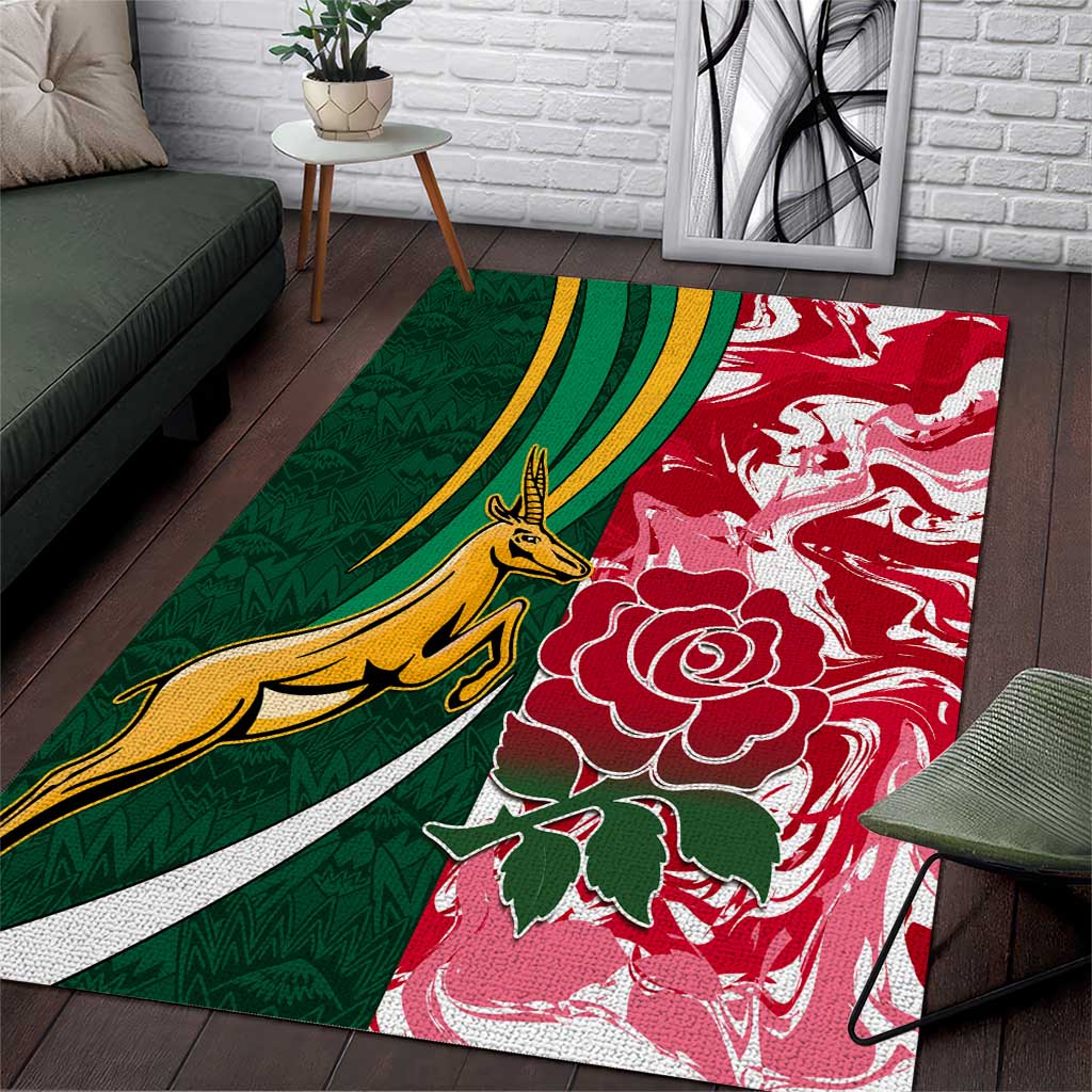 England Rugby Rug South Africa and England Rugby Area Rug - The Red Rose with Protea ...