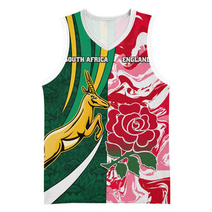 Custom South Africa and England Rugby Basketball Jersey - The Red Rose with Protea Pattern - African Pride