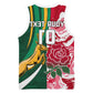 Custom South Africa and England Rugby Basketball Jersey - The Red Rose with Protea Pattern - African Pride