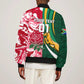 Custom South Africa and England Rugby Bomber Jacket - The Red Rose with Protea Pattern