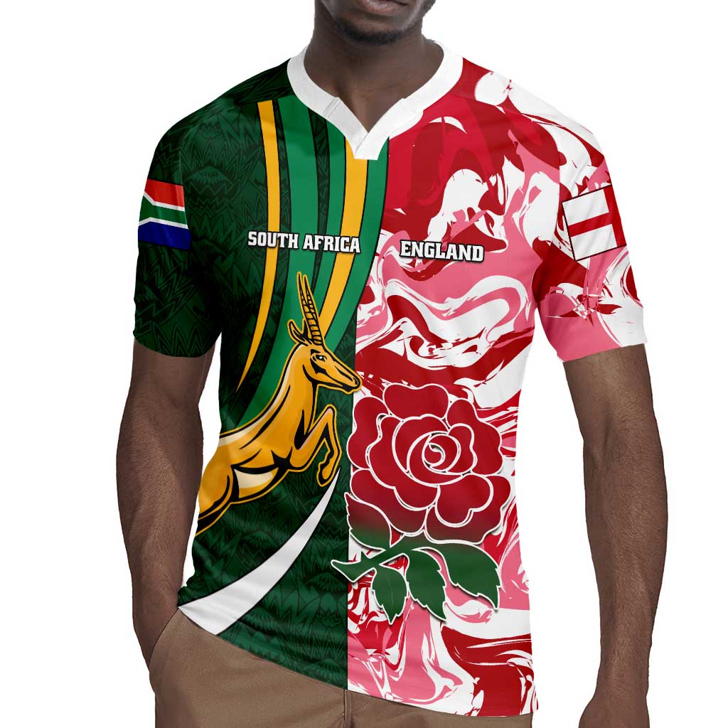 Custom South Africa and England Rugby Rugby Jersey - The Red Rose with Protea Pattern