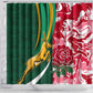 South Africa and England Rugby Shower Curtain - The Red Rose with Protea Pattern