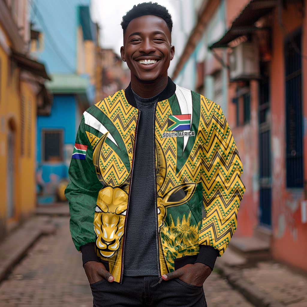 Custom South Africa Rugby Bomber Jacket - Come On Bokke, Champion World Cup