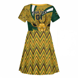 Custom South Africa Rugby Kid Short Sleeve Dress - Come On Bokke, Champion World Cup