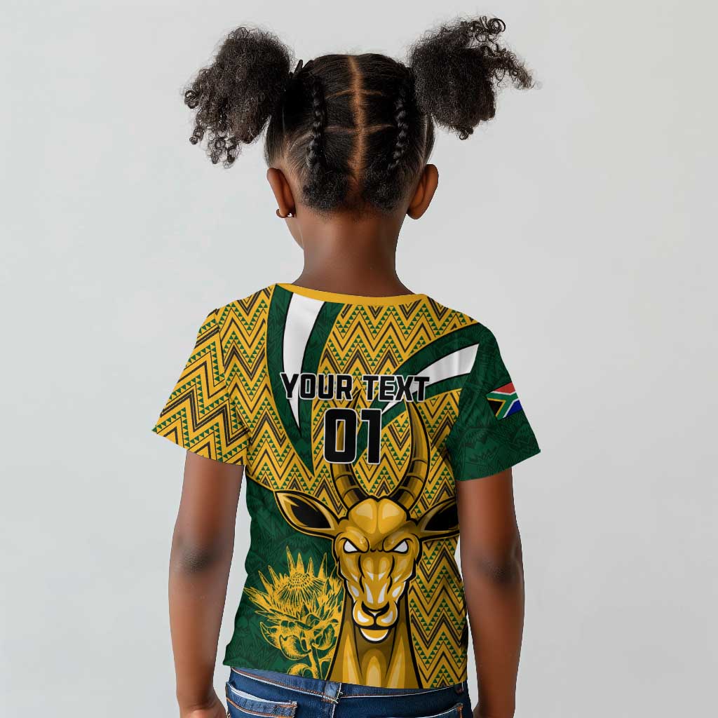 Custom South Africa Rugby Kid T shirt - Come On Bokke, Champion World Cup