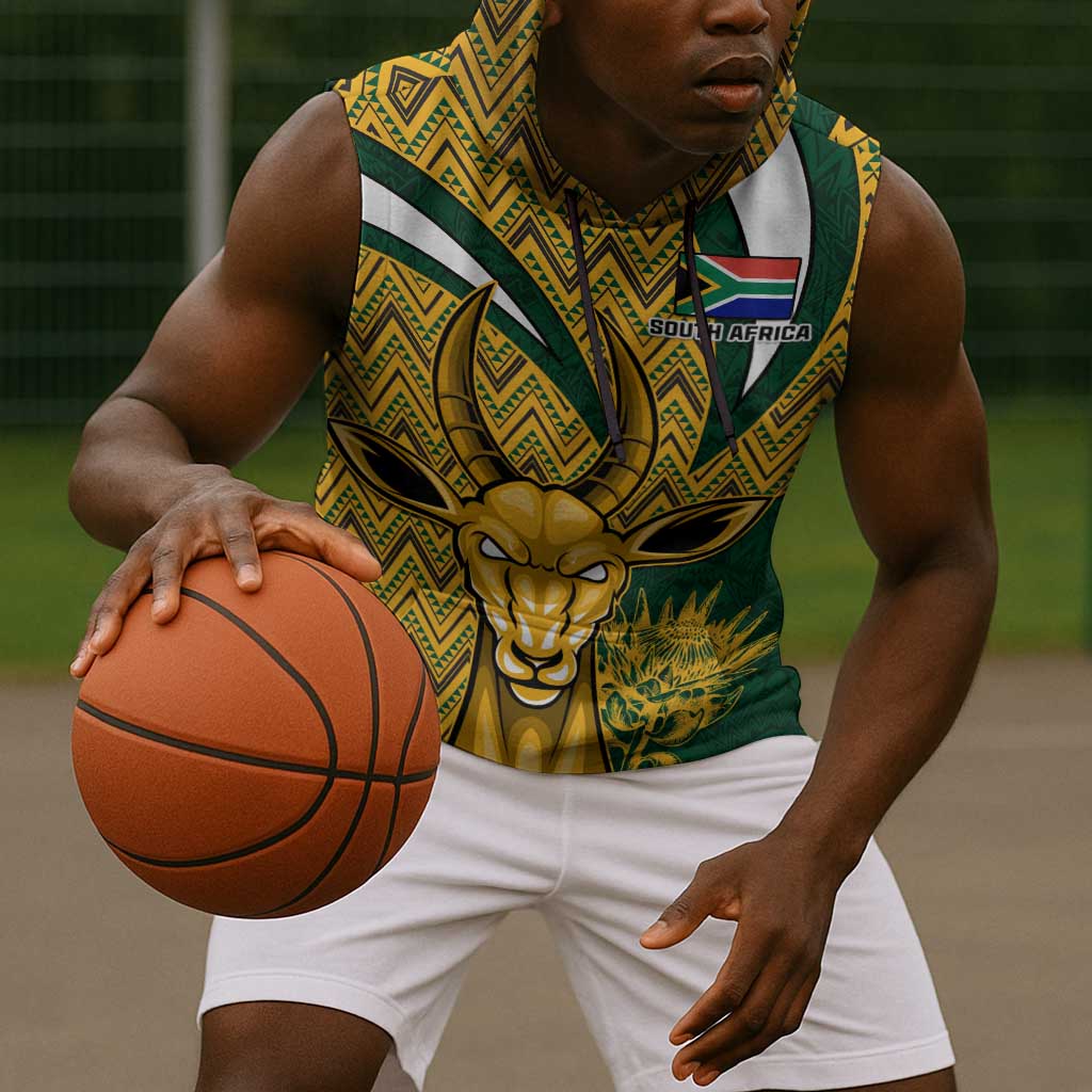 Custom South Africa Rugby Sleeveless Hoodie - Come On Bokke, Champion World Cup - African Pride