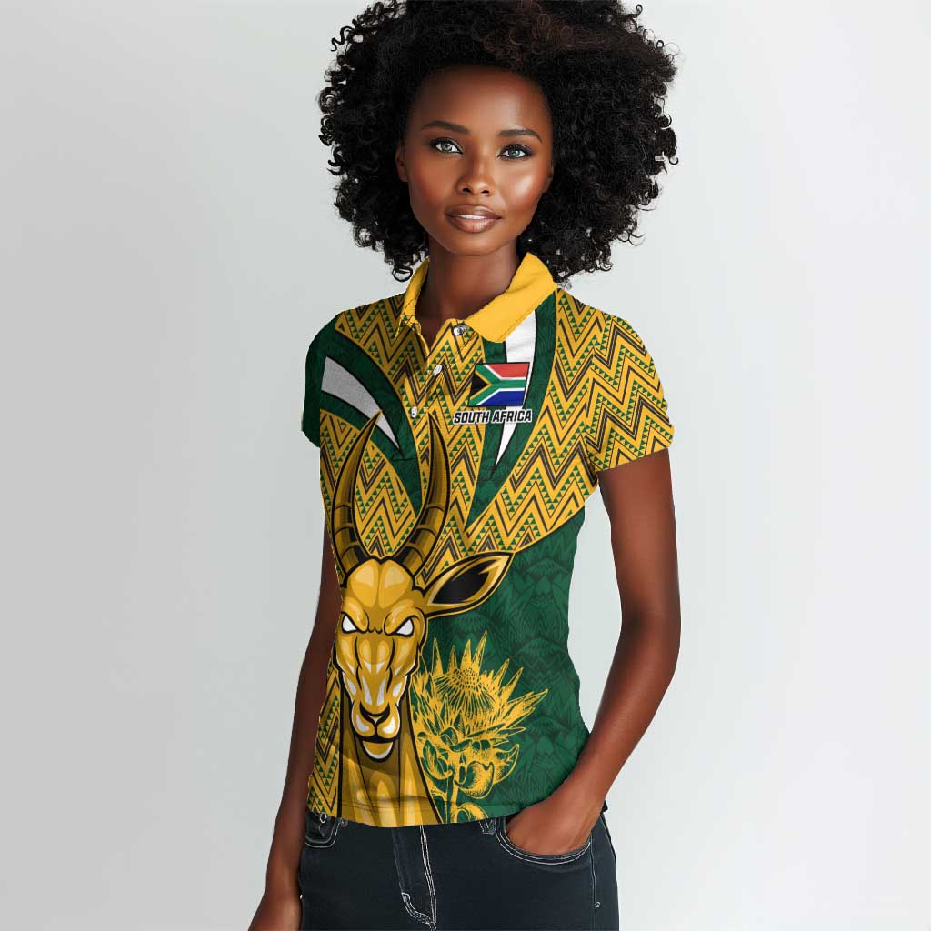 Custom South Africa Rugby Women Polo Shirt - Come On Bokke, Champion World Cup