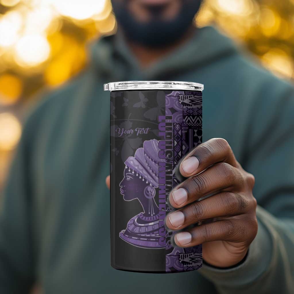 Personalized African Lady Lupus Awareness 4 in 1 Can Cooler Tumbler Fight Support Cure
