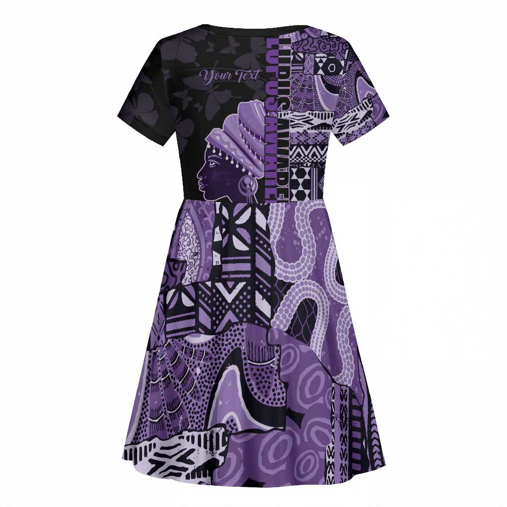 Personalized African Lady Lupus Awareness Kid Short Sleeve Dress Fight Support Cure