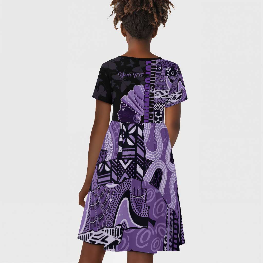 Personalized African Lady Lupus Awareness Kid Short Sleeve Dress Fight Support Cure